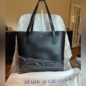 Mark & Graham East West Everyday Tote. NWT still in wrapper. Black leather.